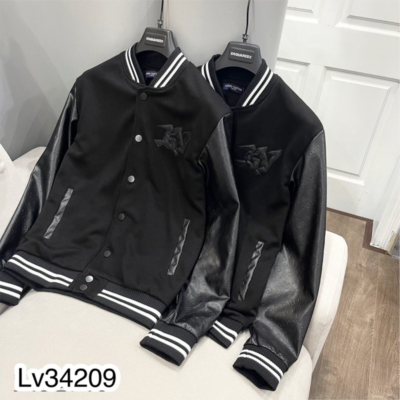 Áo Khoác Bomber Nam Nữ LV phối Tay Da cực chất