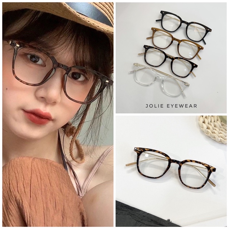 Kính giả cận, gọng kính cận vuông  Booster GMBT quai mảnh lọc ánh sáng xanh nam nữ thời trang Jolie eyewear 9322