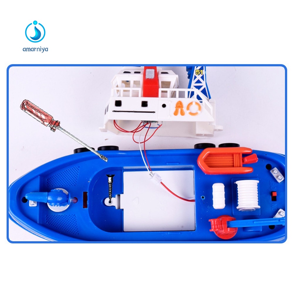 Đồ Chơi Thuyền Cứu Hỏa Phun Nước Có Đèn Và Nhạc Cho Trẻ Em