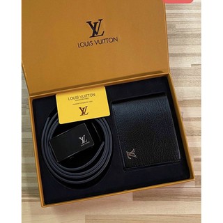 Set bộ dây thắt lưng kèm ví da nam lv fullbox có túi giấy