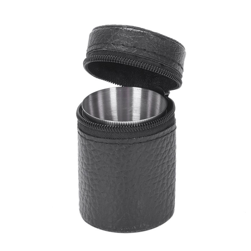 4PCS Stainless Steel Cups Mug With PU Cover Case Coffee Tea Beer Camping Tumbler