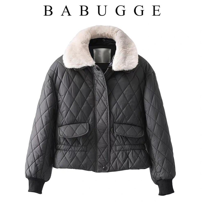 Áo Phao Đen Cổ Lông Trần Bông Siêu Ấm Hàng Đẹp✌️Ảnh Thật | BigBuy360 - bigbuy360.vn