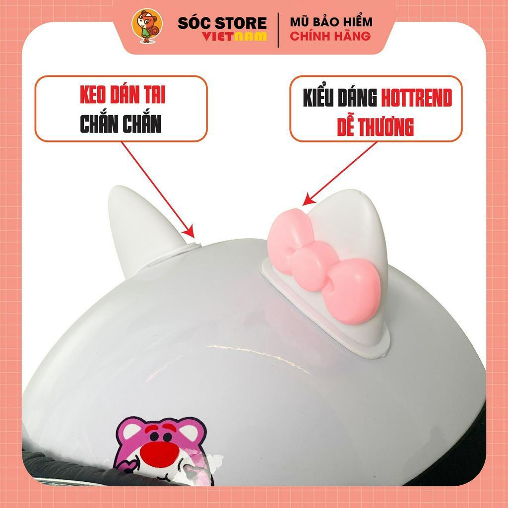 Tai mèo có nơ siêu xinh gắn mũ bảo hiểm hottrend chính hãng Sóc Store VietNam
