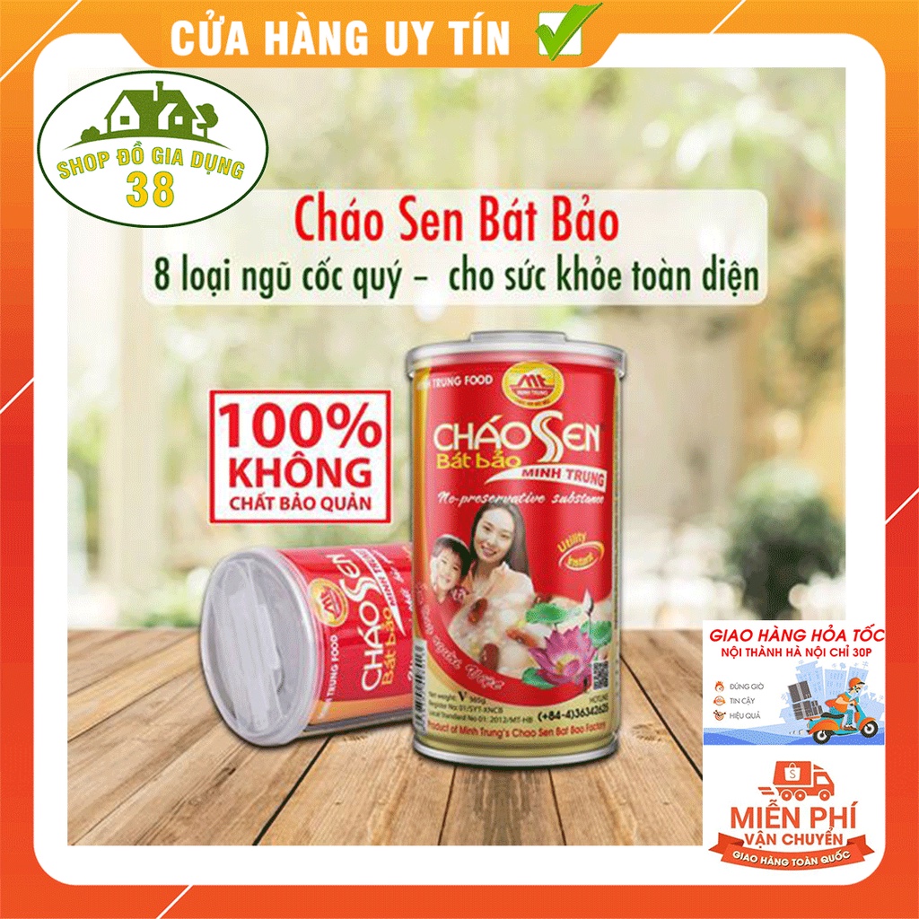 Cháo Sen Bát Bảo Minh Trung - 8 Loại Ngũ Cốc Quý-Cho Sức Khỏe Toàn Diện- Cháo Ăn Liền Tiện Lợi - Không Chất Bảo Quản