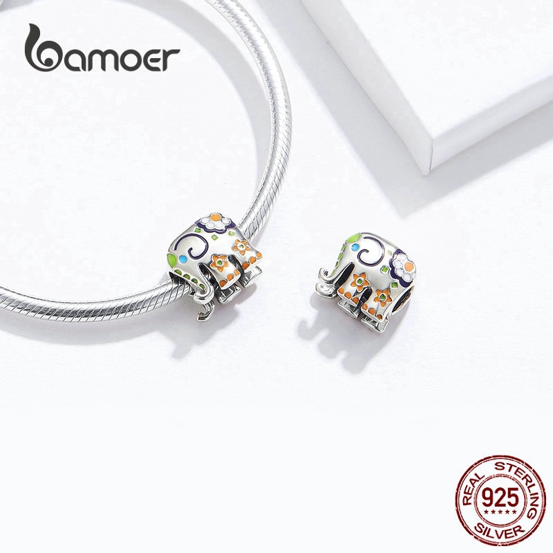 Hạt Charm Bamoer Hình Voi Bảo Hộ Kiểu Thái Tráng Men Nhiều Màu Dùng Để Tự Làm Trang Sức Dành Cho Nữ