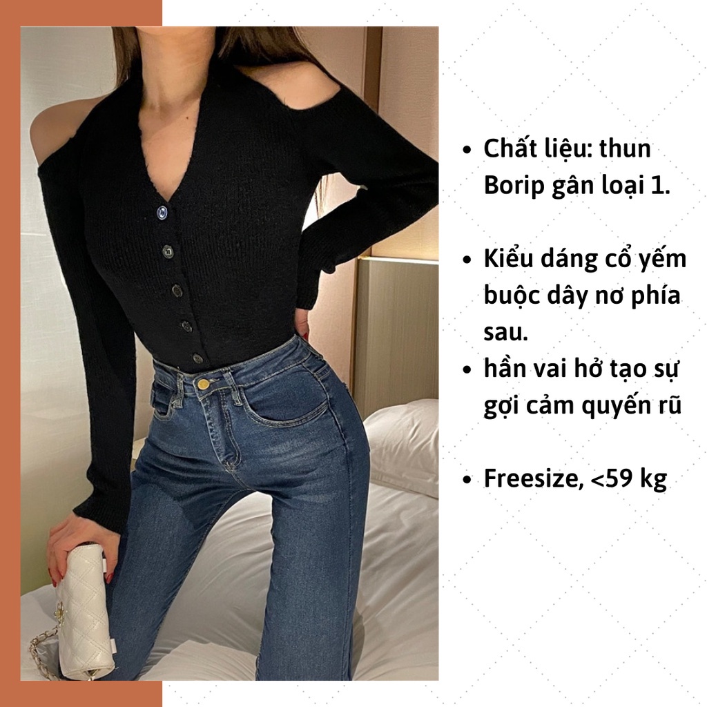 Áo Thun Borip Nữ Cổ Yếm Hở Vai 2 Màu - Gân Cổ Tim [giá rẻ] | BigBuy360 - bigbuy360.vn