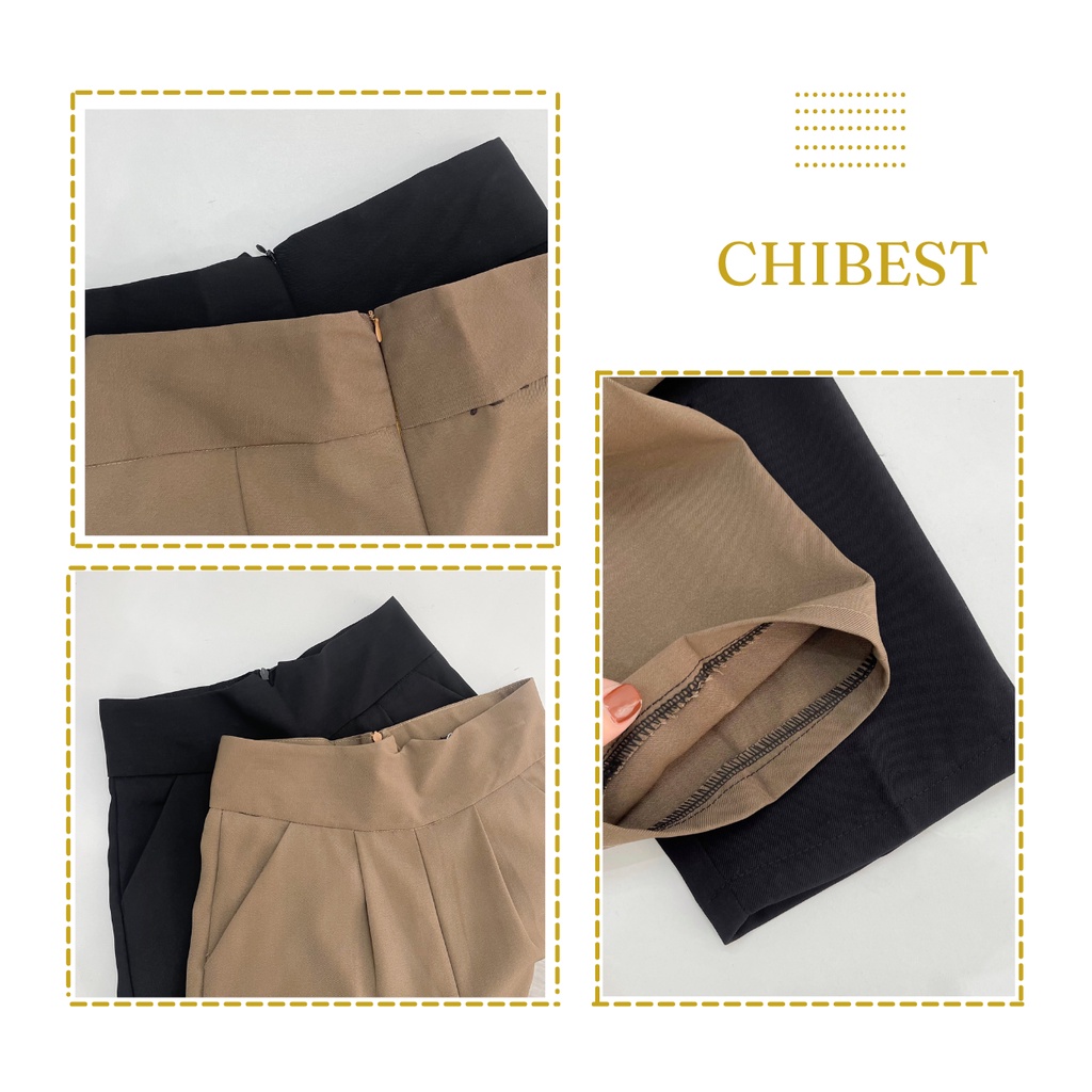 Quần baggy nữ công sở cạp V quần dài cạp không chun vải tuyết mưa lưng cao CHIBEST YQB85