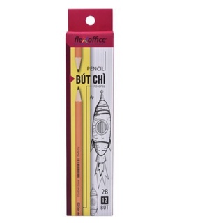Bút chì gỗ Thiên Long Flexoffice FO-GP02 thân lục giác màu vàng có đầu gôm - 1 cây