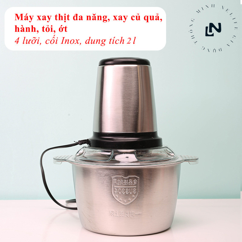 Máy Xay Thịt Đa Năng, Công Suất Lớn, Xay Củ Quả, Hành, Tỏi Ớt - 4 Lưỡi, Cối Inox 304 - BẢO HÀNH 3 THÁNG