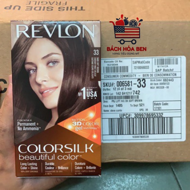 Thuốc Nhuộm Tóc Revlon Dark Soft Brown 33 Cho Tóc Màu Nâu Nhẹ - Mỹ - 130ml | BigBuy360 - bigbuy360.vn