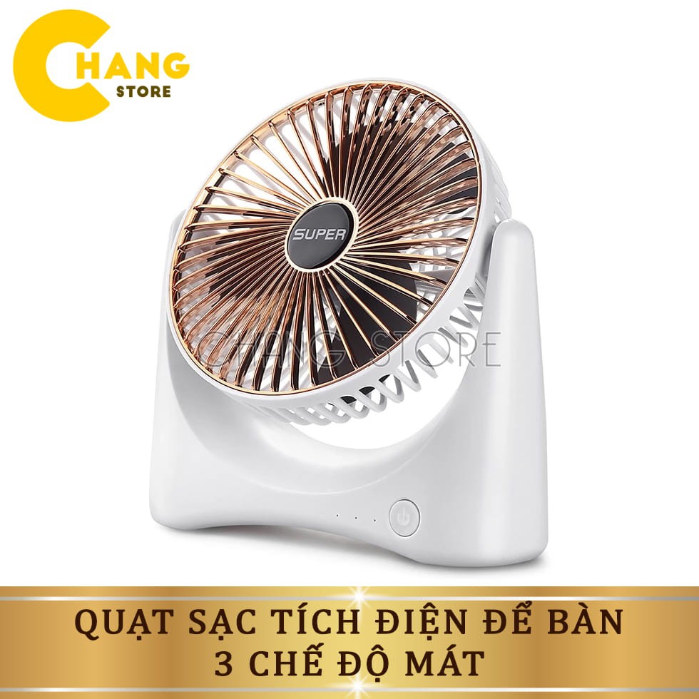 Quạt Tích Điện Super Fan, Quạt Để Bàn 3 Chế Độ Mát Nhỏ GọnTiện Lợi Khi Mang Theo