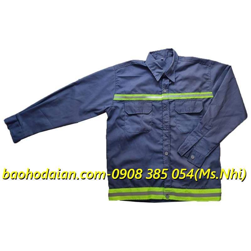 Áo bảo hộ vải kaki 65/35 màu xám môn phối phản quang