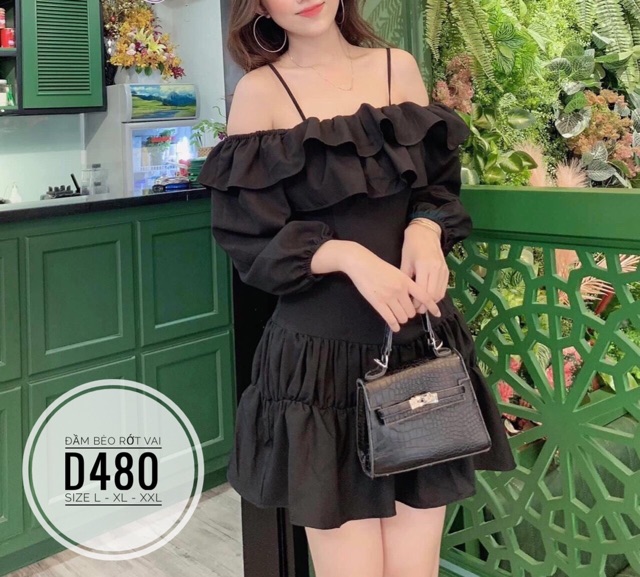 Bigsize Đầm bèo rớt vai D480