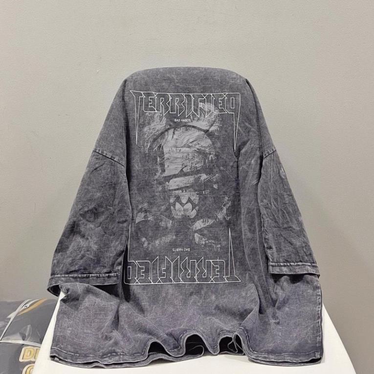 Áo Thun Loang Tay Lỡ Hình Đầu Lâu Chất Coton Co Dãn- Áo Phông Tay Ngắn Unisex Nam Nữ Hottrend