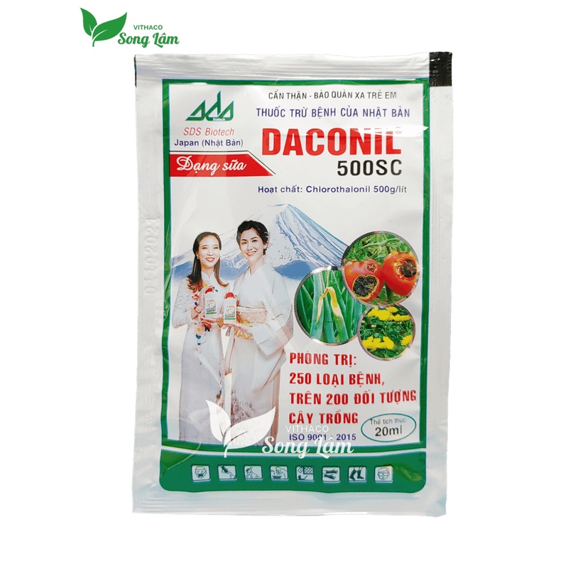 [VITHACO] Thuốc DACONIL 500SC trừ 200 loại nấm bệnh trên hoa hồng, rau màu, cây ăn trái [Gói 20ml]