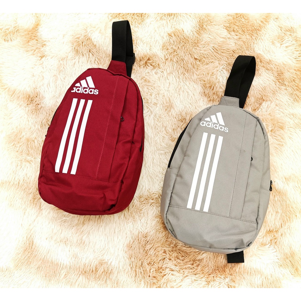 Video ảnh thật - Túi Đeo Chéo Thể Thao Nam Nữ Adidas 3 sọc trắng 2 ngăn ba màu đỏ xám đen nhiều đồ chống thấm nước