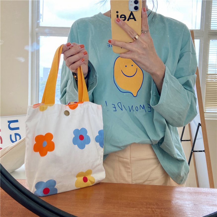 Túi Vải Canvas Mini In Hoa Dung Tích Lớn (0723)