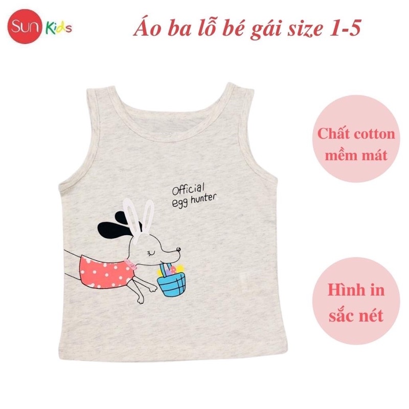 Áo thun bé gái, áo phông bé gái dáng ba lỗ, chất cotton, nhiều màu, size 1-5 - SUNKIDS1