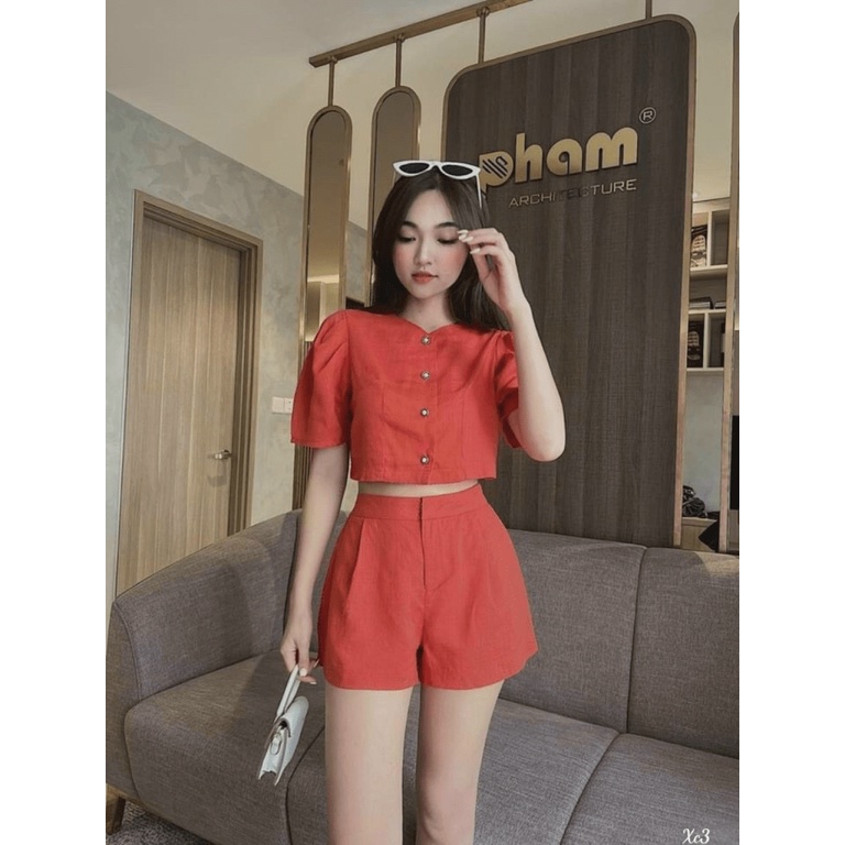 (Mẫu Mới) SET ĐỒ NỮ CỘC TAY MIX VỚI QUẦN ĐÙI SIÊU XINH, SIÊU HACK DÁNG CHO CHỊ EM UP hhp