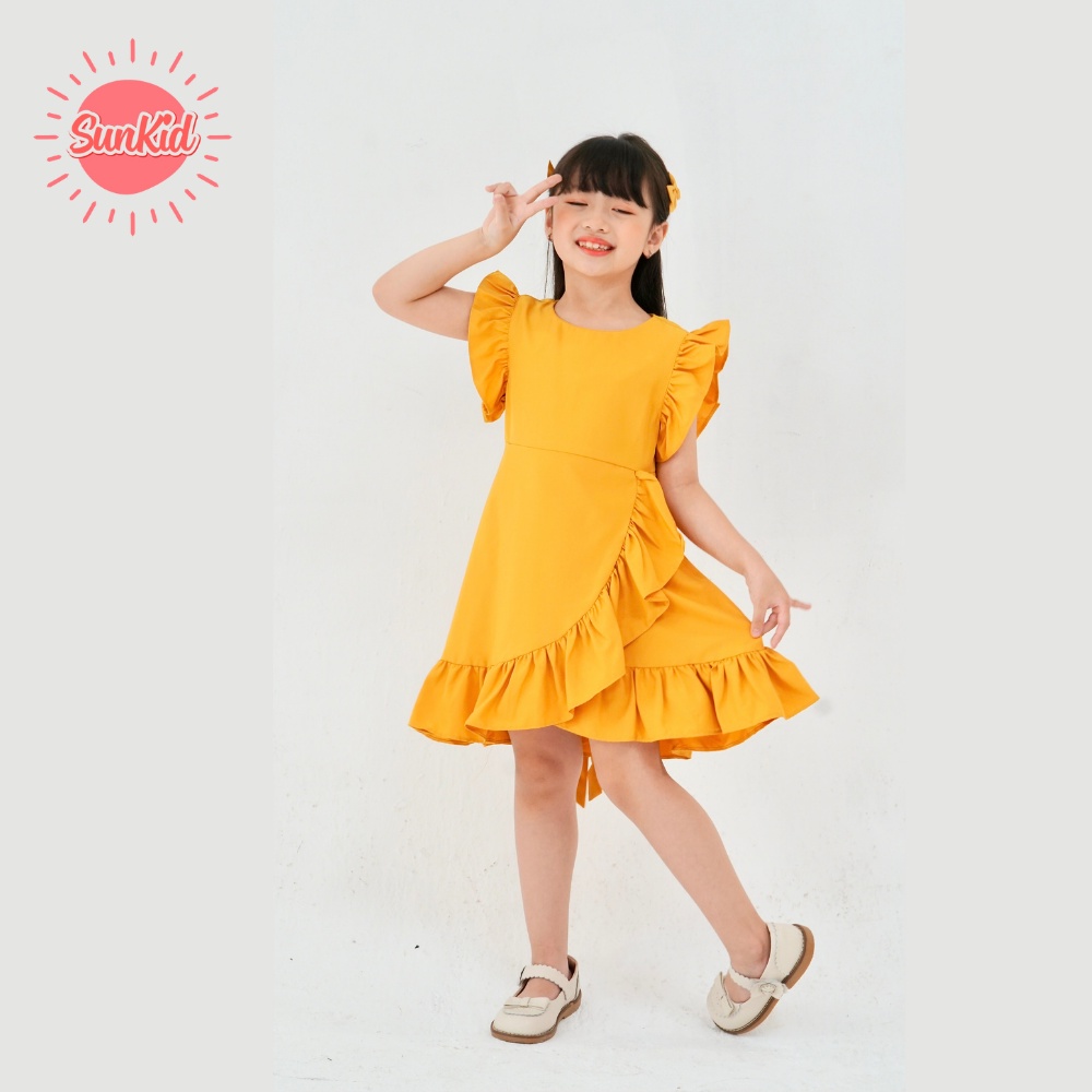 Váy đầm hè Sunkid SN4 nhiều màu tay áo cánh tiên, vạt béo nhún vải trượt chéo cao cấp cho bé gái 4-12 tuổi – SunKid >>> top1shop >>> shopee.vn