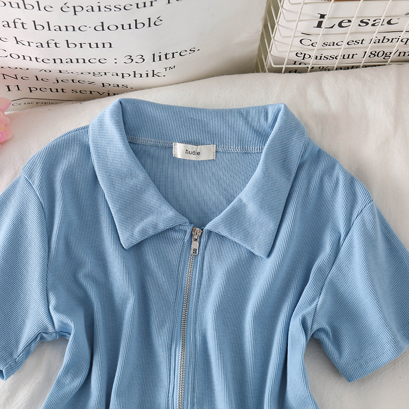 Áo polo IELGY ngắn tay màu trơn thời trang cho nữ