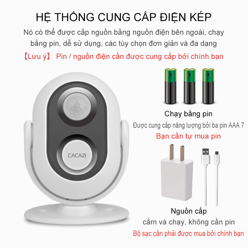 Chuông báo khách tự động Cacazi 037, báo động chống trộm dùng , cảm biến hồng ngoại, lợi cho cửa hàng và siêu thị-NBV037