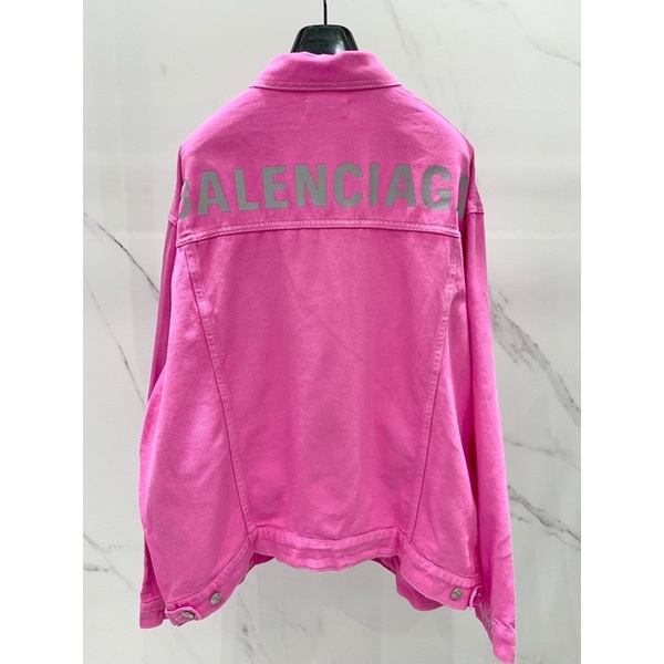 Áo khoác jeans nữ màu hồng cánh sen hot trend thương hiệu Balenciaga cao cấp
