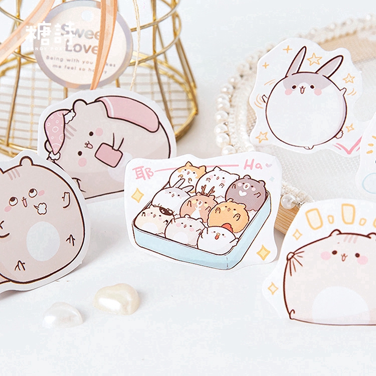 Hộp 45 nhãn dán hình chú chuột/mèo trang trí sổ tay DIY
