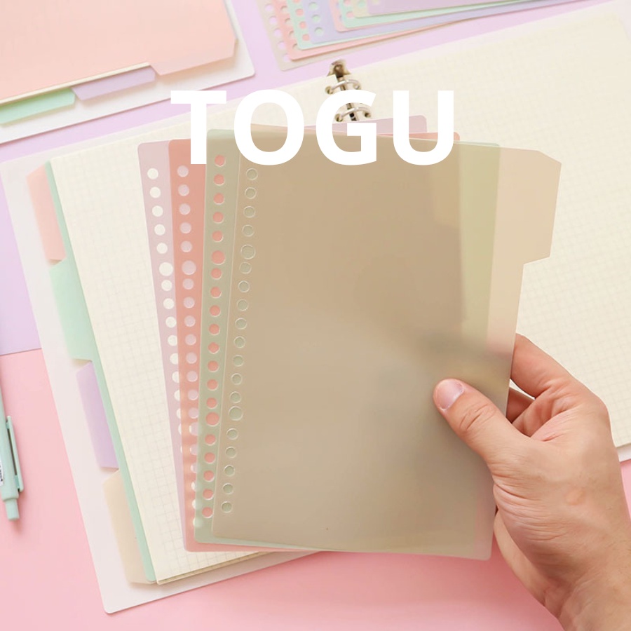 Tab phân trang TOGU tờ chia trang chỉ mục set 4 tờ trơn màu pastel A5 B5 A4 20 26 30 lỗ dụng cụ văn phòng phẩm học sinh
