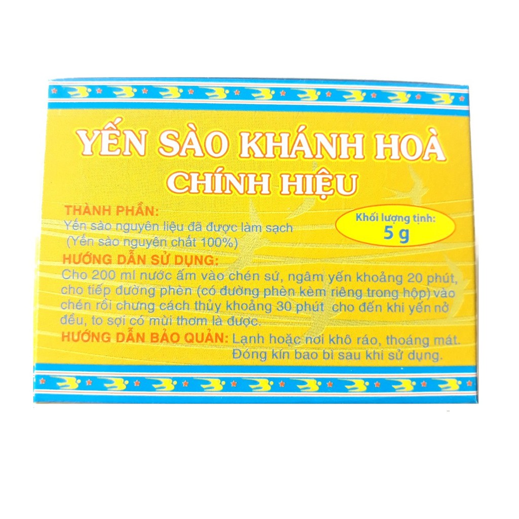 YẾN SÀO KHÁNH HÒA NGUYÊN CHẤT LÀM SẠCH HỘP 5G - 012