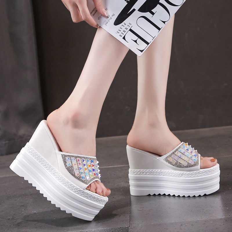 Dép đế xuồng 12cm hở mũi thời trang dành cho nữ