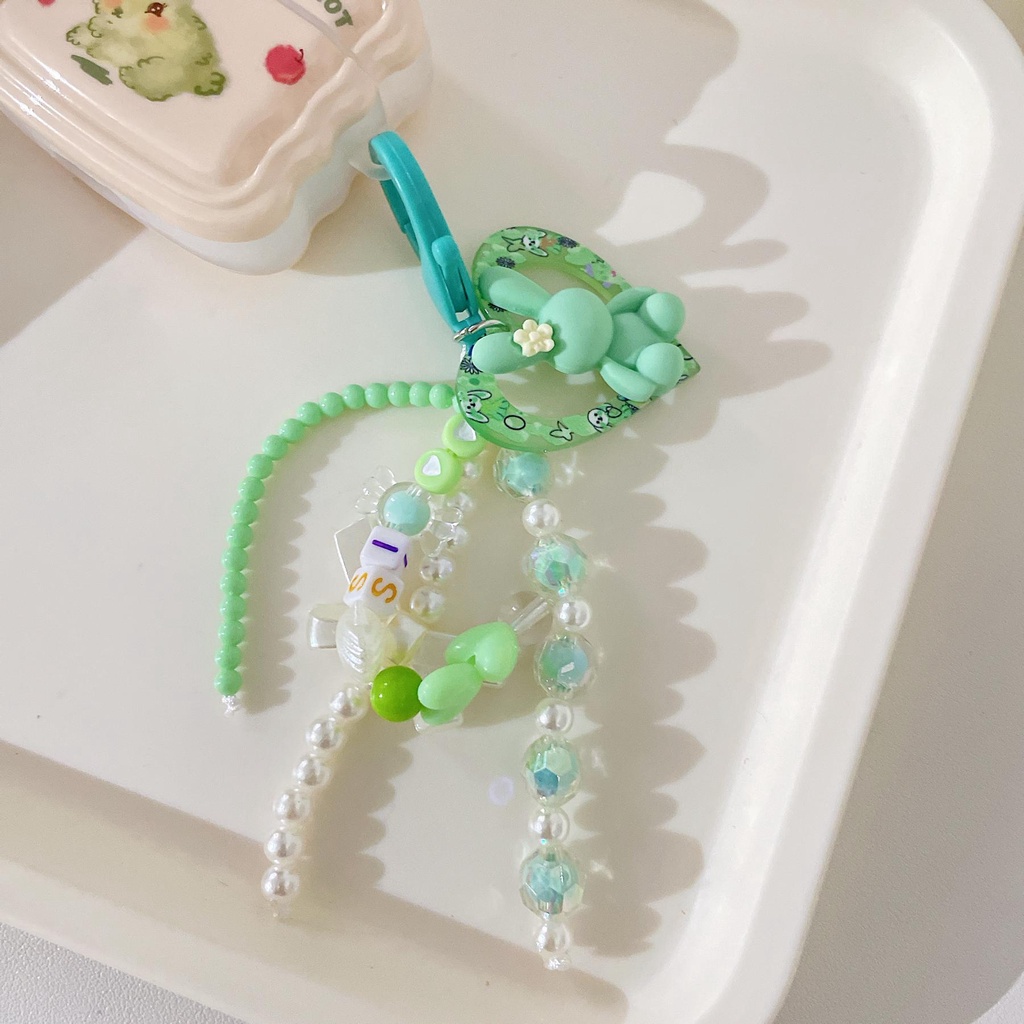 Vỏ Bảo Vệ Hộp Sạc Tai Nghe Bluetooth AirPods pro 1 / 2 3 2021 gen3 Bằng Silicon tpu Mềm Hình Thỏ Hoạt Hình Chống Sốc Kèm Móc Khóa Ngọc Trai