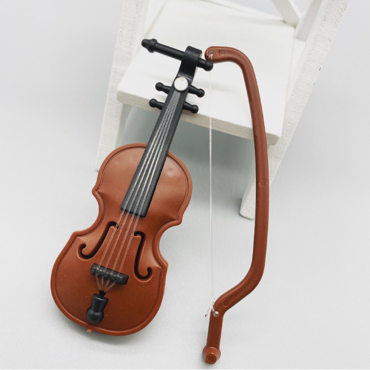 Mẫu mô hình các loại nhạc cụ như đàn vĩ cầm violin, kèn trumpet dùng trang trí nhà búp bê, bàn làm việc, DIY