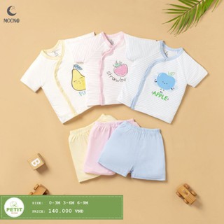 Moon -  XẢ KHO Bộ cộc cài chéo Moon vải petit cho bé sơ sinh 3-9kg