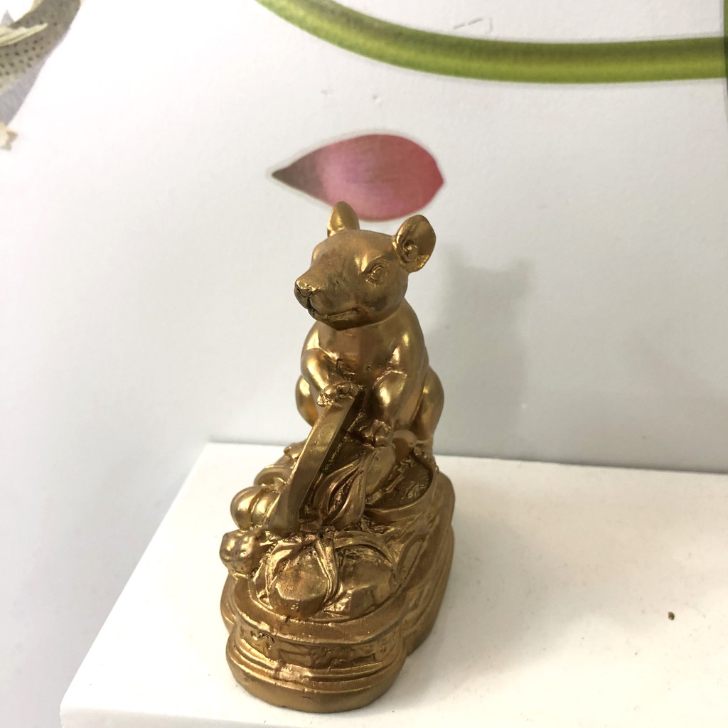 Tượng đá trang trí Chuột phong thuỷ - 3 Màu Đá Trắng - Màu Nhũ Vàng - Màu Đen - Cao 11cm | BigBuy360 - bigbuy360.vn