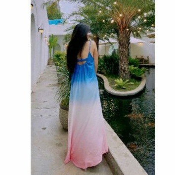 Đầm Váy Maxi 1 dây lưng khoét Galaxy siêu yêu , siêu xinh ( QC Cao Cap)
