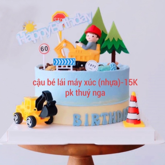 Em bé lái xe cẩu Trang Trí bánh-Q4425