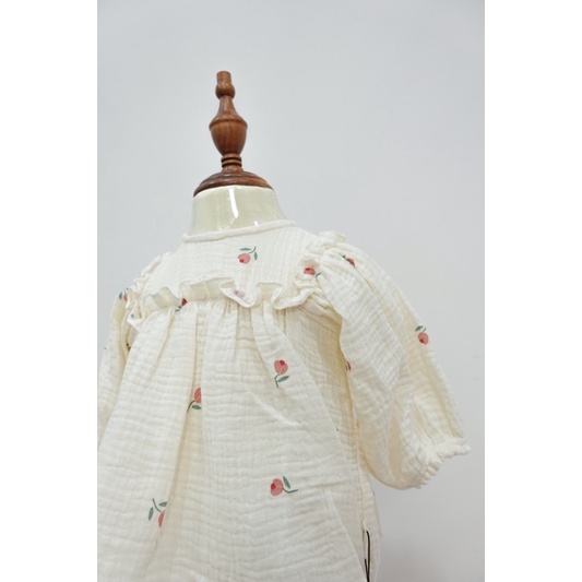 (Hàng thiết kế) Áo kiểu cổ bèo cực xinh xắn cho bé gái Muslin Tulip Blouse_Haaro Babies