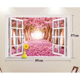 [6 mẫu] Decal dán tường mẫu cửa sổ 3D