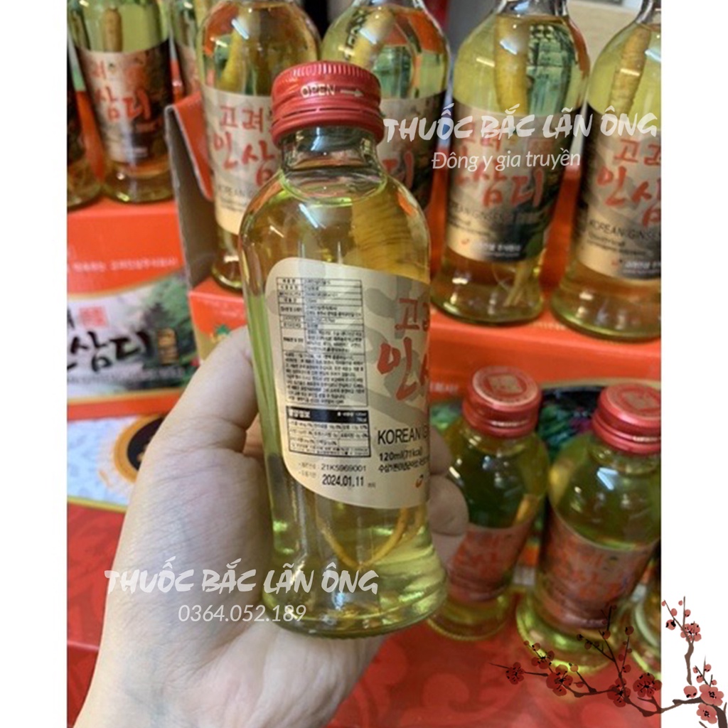Nước hồng sâm có củ nguyên chất Hàn Quốc (10 chai x 120ml/chai) - Thuốc Bắc Lãn Ông