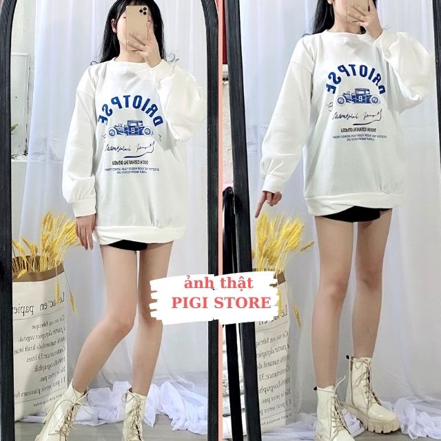 Áo sweater oto chất nỉ bông dầy, from to, tay to, áo cổ tròn from thụng nam nữ mặc được được, PIGI STORE Mã 28