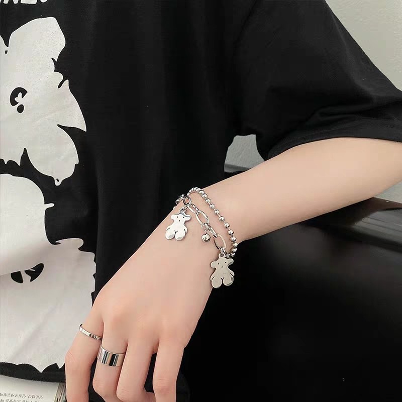 Vòng Tay Bằng Thép Titan Nhiều Lớp Nhiều Kiểu Dáng Cho Nữ Phong Cách Hip Hop Thời Trang Hàn Quốc