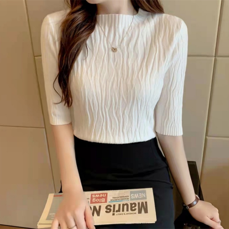 Linki ✧ Áo Thun Tay Ngắn Dáng Ôm Màu Trơn Đơn Giản Trẻ Trung Cho Bạn Gái