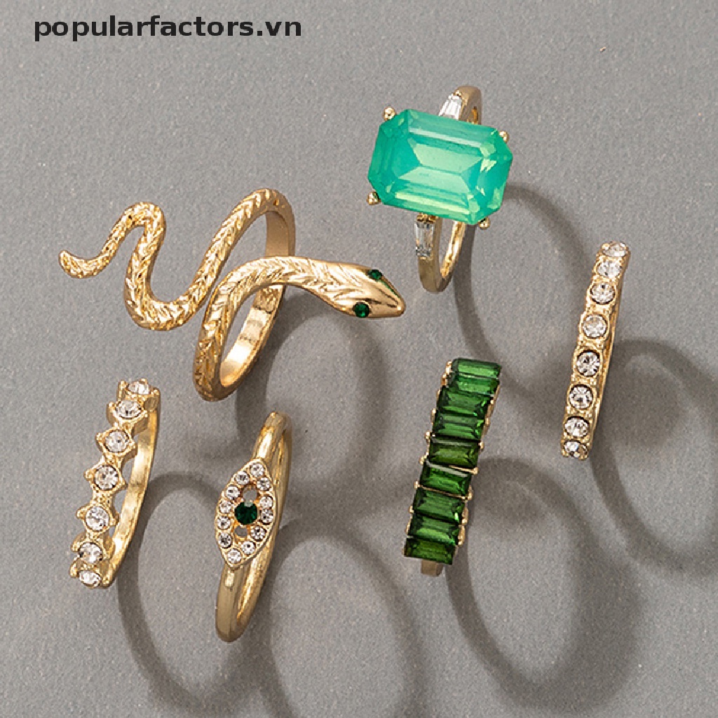 Set 6 Nhẫn Hình Rắn Đính Đá Sang Trọng Cho Nữ