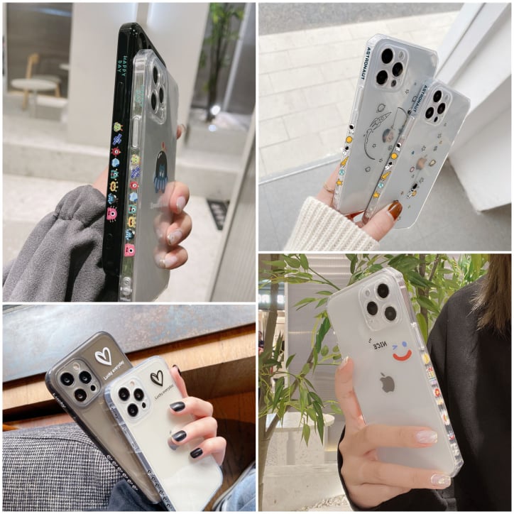 Ốp lưng Iphone dẻo trong cạnh vuông in hình viền hình cute đáng yêu dành cho điện thoại iphone 12promax/12pro/11promax..