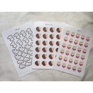 Set 1 tấm Sticker Hình Gấu / Cô Gái / Poodles - Hình Dán Trang Trí Sổ Bullet Journal