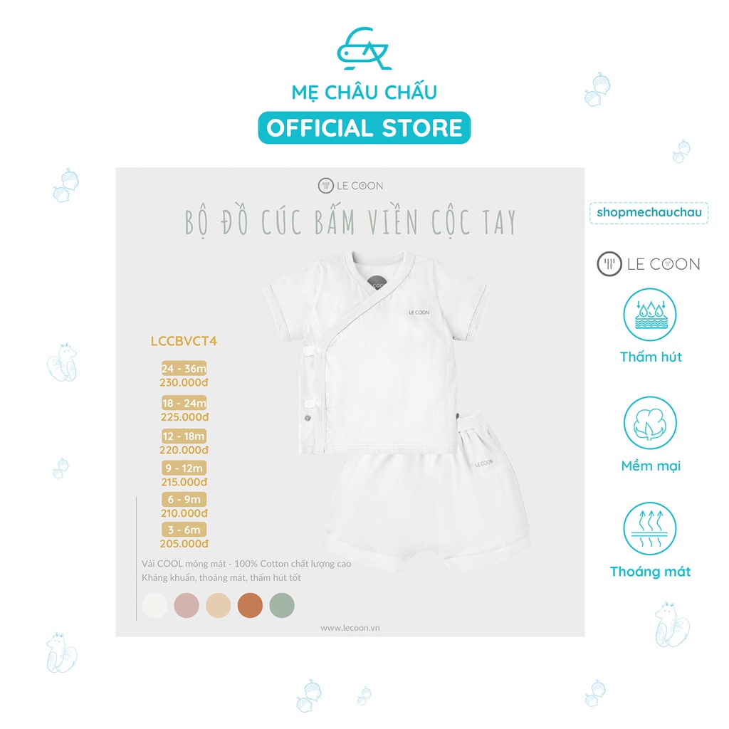 Bộ Đồ Cúc Bấm Viền Cộc Tay Le coon COOL Lecoon