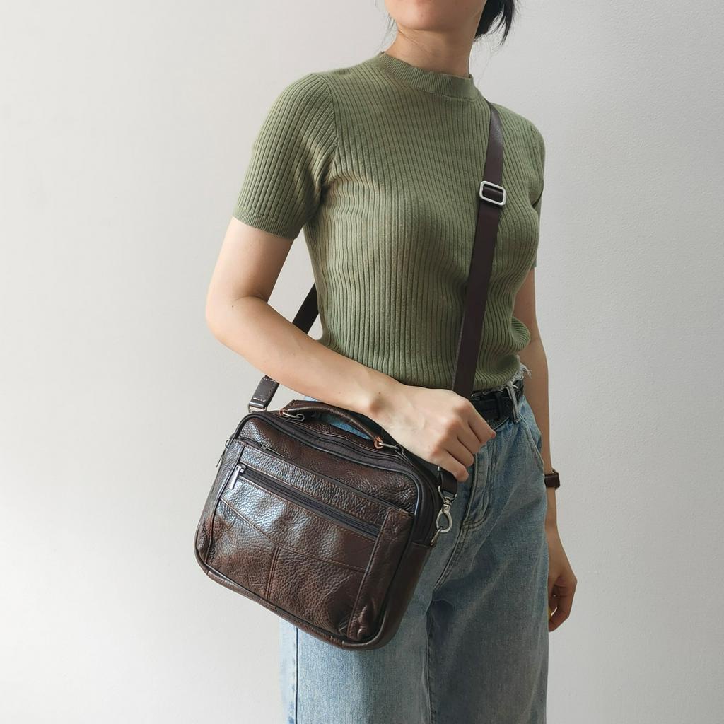 Túi đeo chéo da thật secondhand Đồ Si Bon TD578