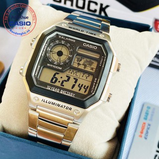 Đồng hồ nam Casio AE-1200WHD-1AVDF ❤️ ⌚𝐂𝐀𝐒𝐈𝐎 ❤️ chống nước 100m dây đeo thép - AE 1200 WHD chính hãng Anh Khuê