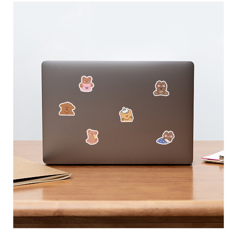 Bộ 50 Miếng Dán Chống Thấm Nước Họa Tiết Gấu Hoạt Hình Dễ Thương Trang Trí Sổ Tay